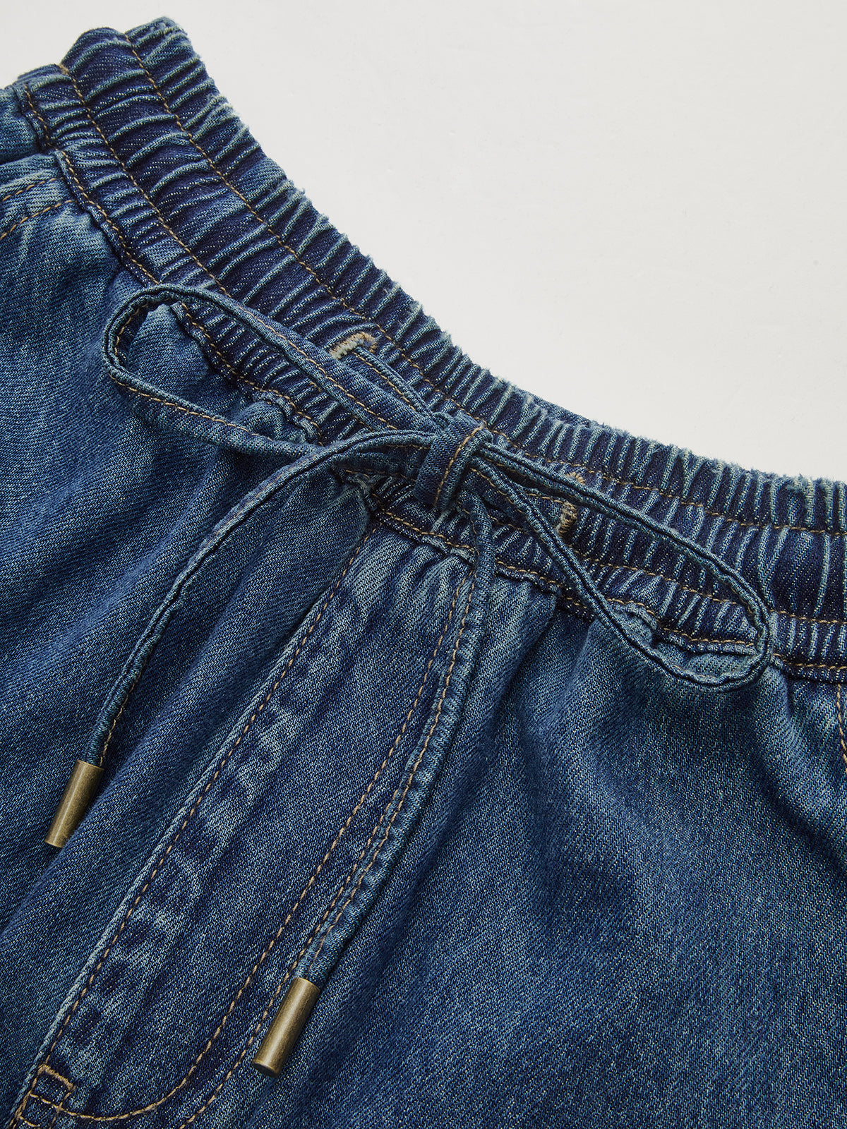 Denim-Hosen mit Kordelzug und weitem Bein