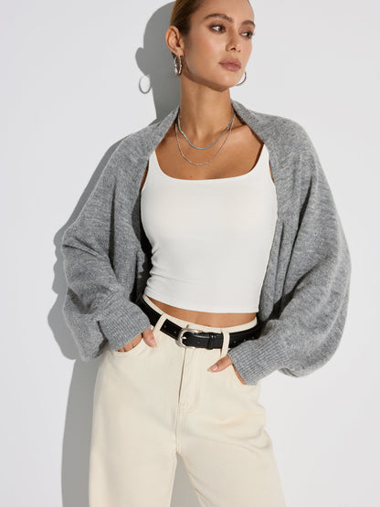 Wollmischung Übergroßer Batwing Ärmel Cardigan