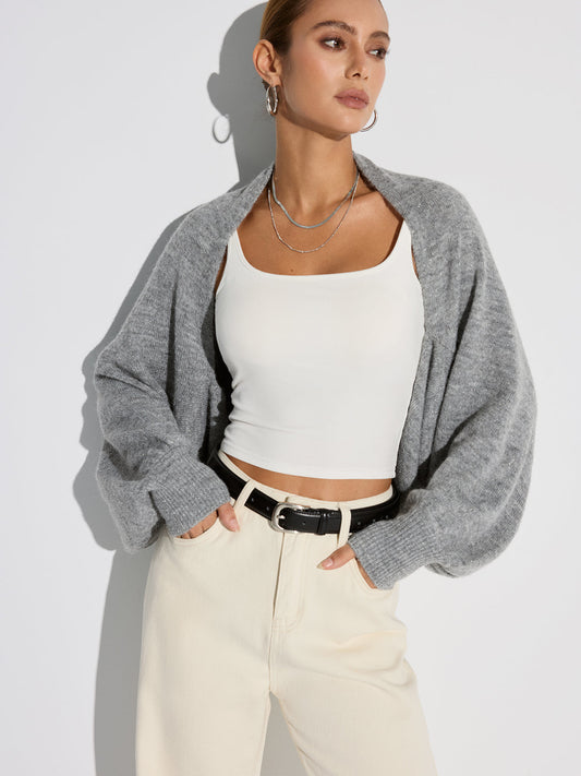 Wollmischung Übergroßer Batwing Ärmel Cardigan
