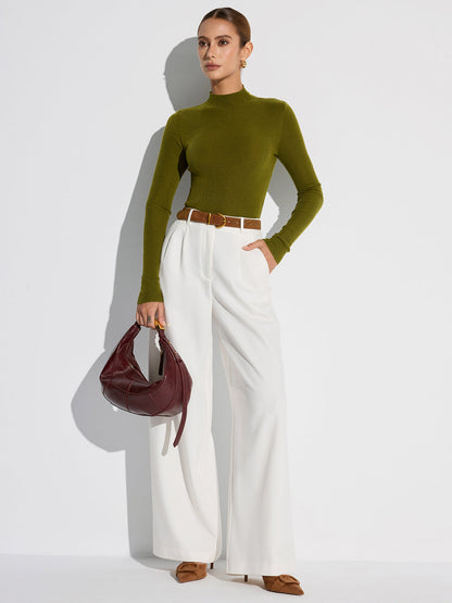 Mock Neck Wollmischung Stricktop