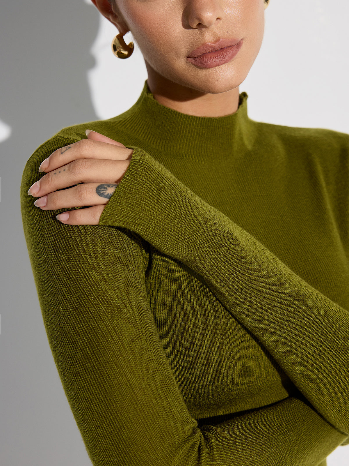 Mock Neck Wollmischung Stricktop