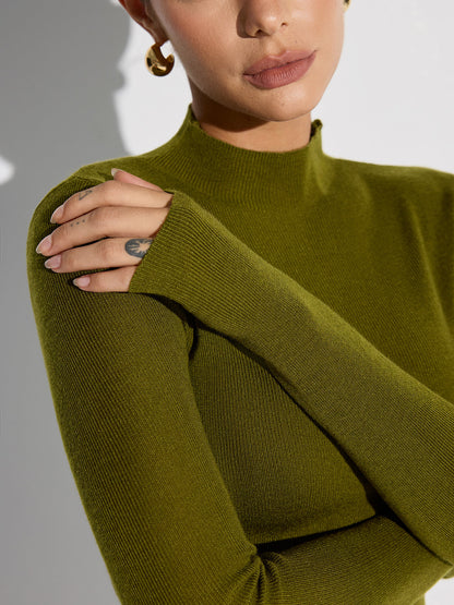 Mock Neck Wollmischung Stricktop