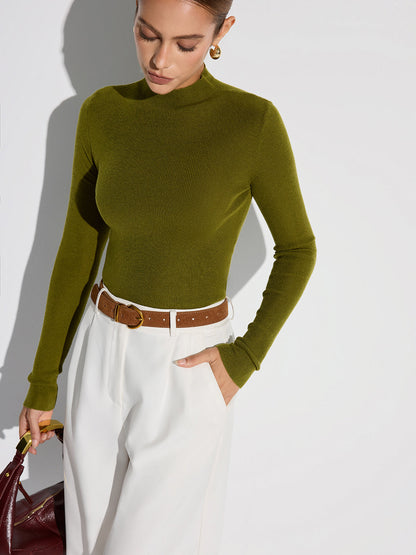 Mock Neck Wollmischung Stricktop