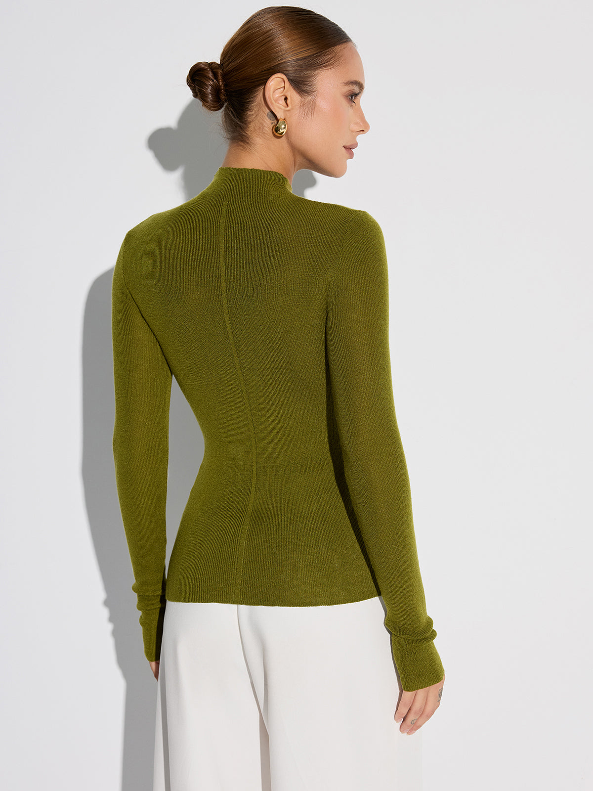 Mock Neck Wollmischung Stricktop