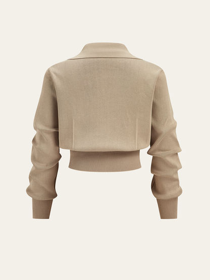 Metallknopf-Geschlossener Cardigan und Midi-Rock Set