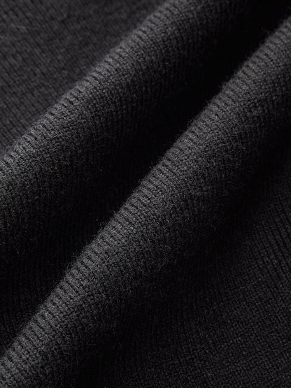 Denim-Besatz Metallknopf Cardigan