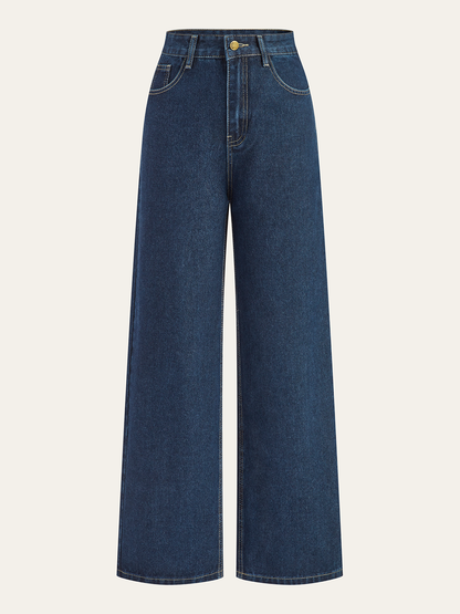 Hochtaillierte Weite Jeanshose