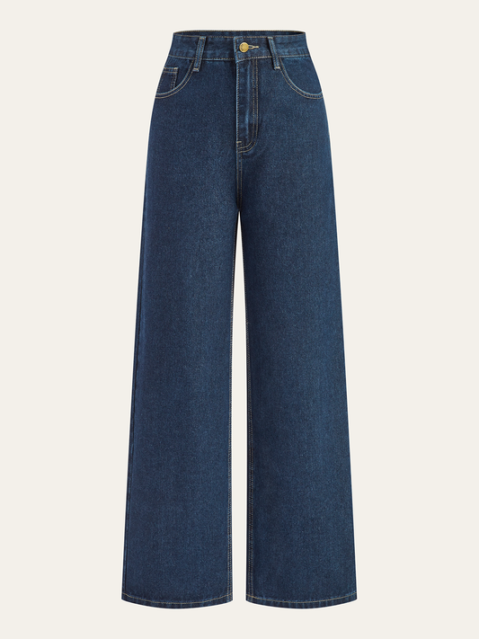 Hochtaillierte Weite Jeanshose