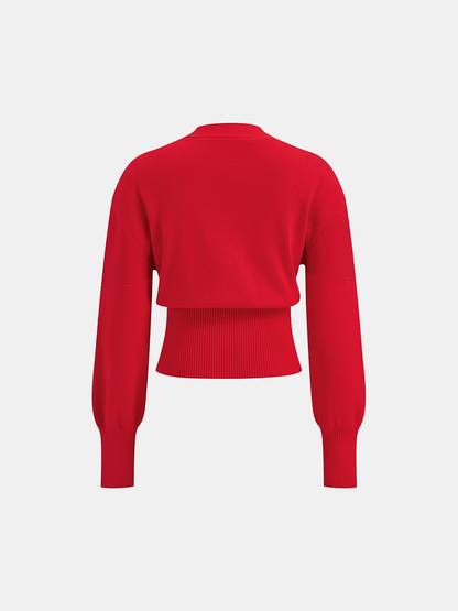 Wollmischung Cropped V-Ausschnitt Cardigan