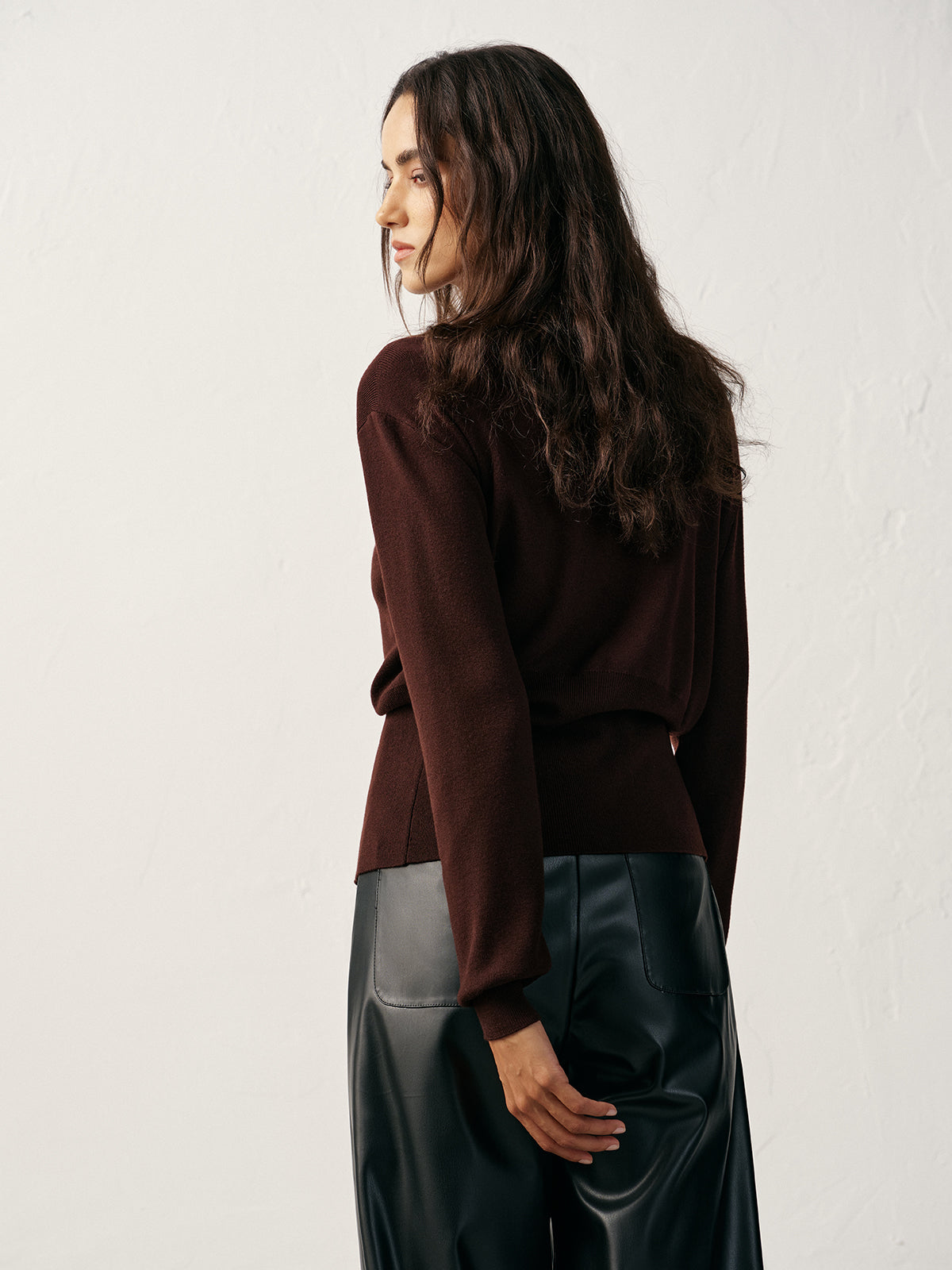 Metallknopf V-Ausschnitt Strickcardigan