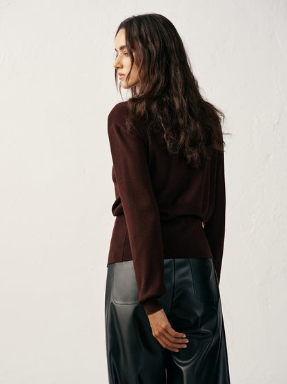 Metallknopf V-Ausschnitt Strickcardigan