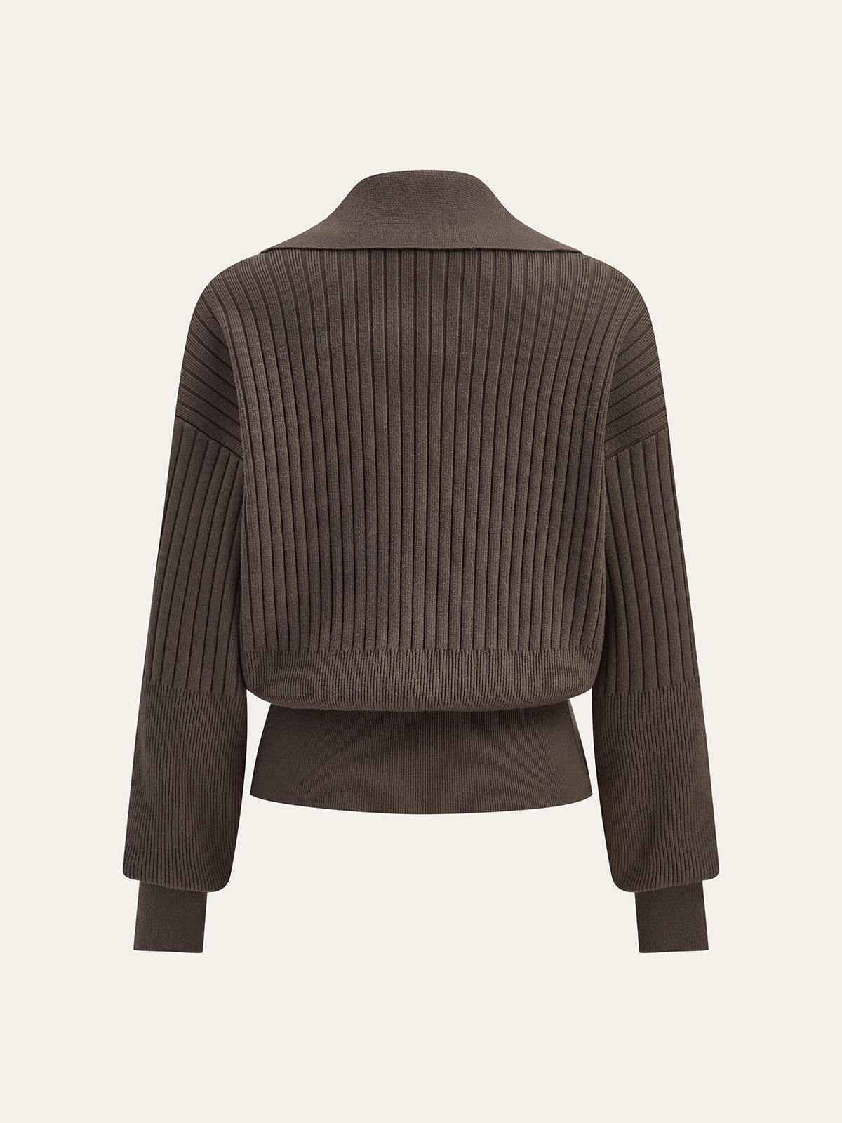 Rippstrick-Kragen-Cardigan mit Metallknöpfen