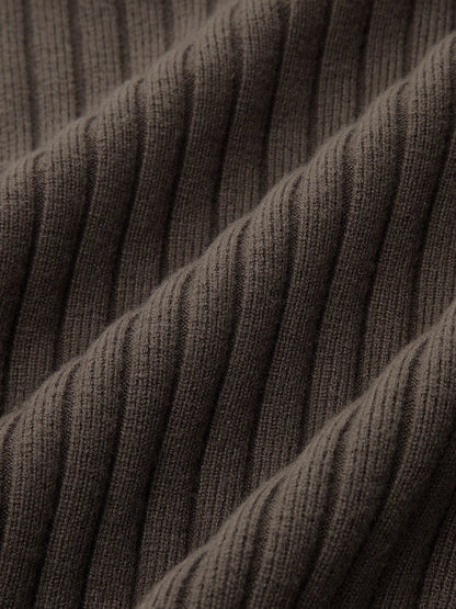 Rippstrick-Kragen-Cardigan mit Metallknöpfen
