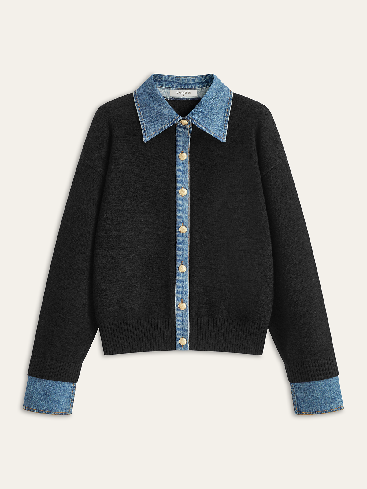 Denim Kragen Knopf Sweater