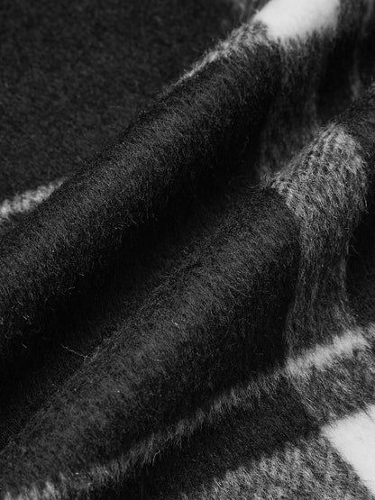 Karierten Gürtel-Wollmischung Trenchcoat