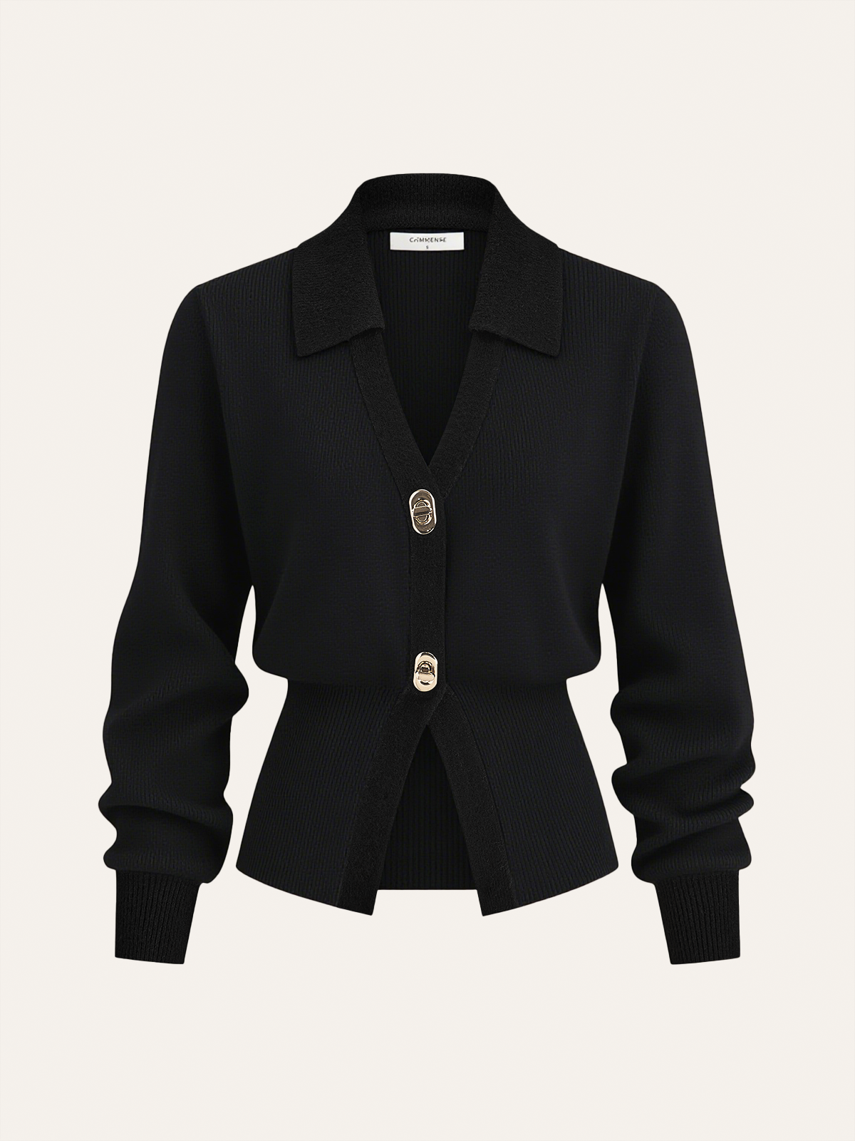 Kontrastbesatz Knopf Wollmischung Cardigan