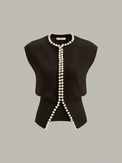 Perlenverzierte Kurzarm-Cardigan