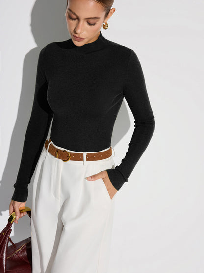 Mock Neck Wollmischung Stricktop