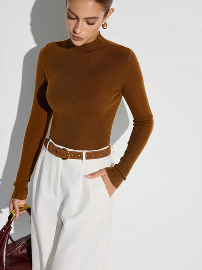 Mock Neck Wollmischung Stricktop