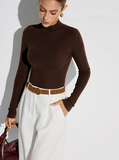 Mock Neck Wollmischung Stricktop