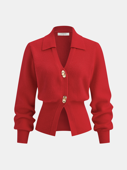 Kontrastbesatz Knopf Wollmischung Cardigan