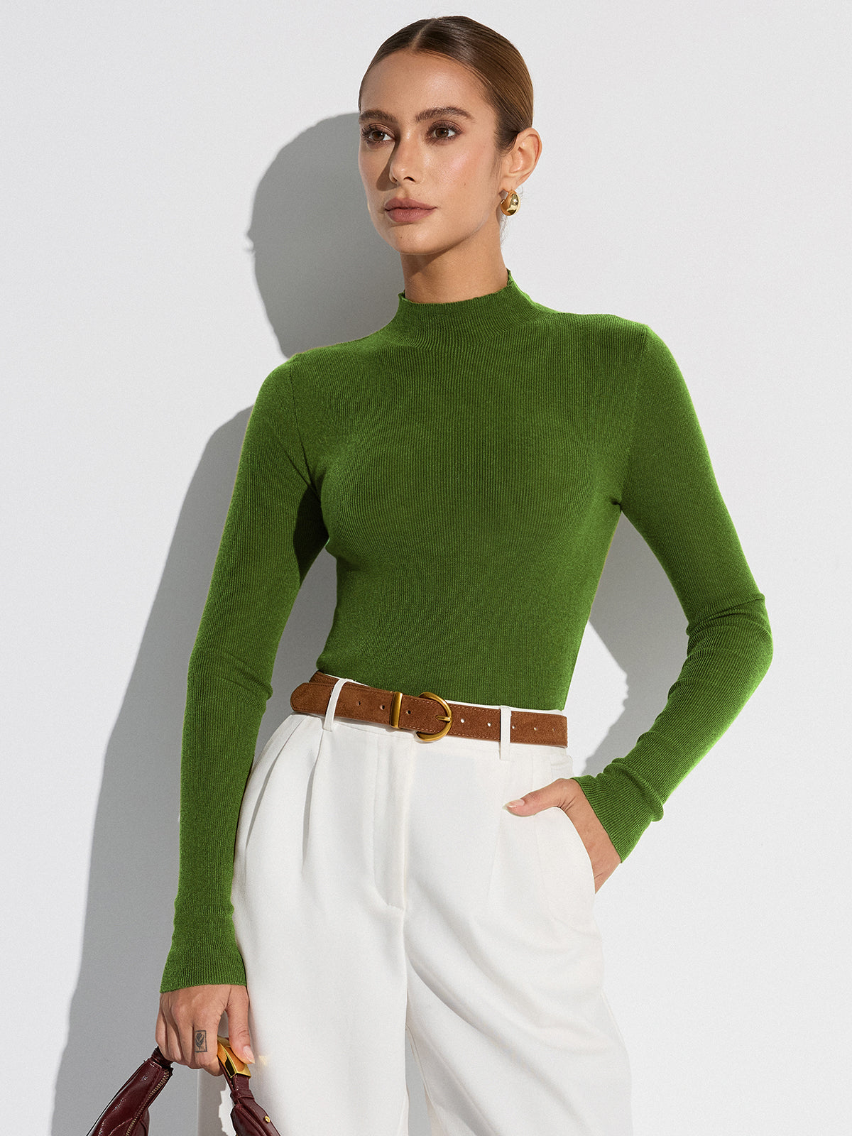Mock Neck Wollmischung Stricktop