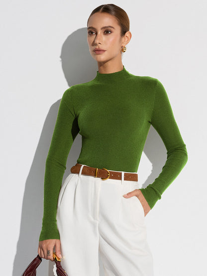 Mock Neck Wollmischung Stricktop