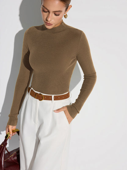 Mock Neck Wollmischung Stricktop
