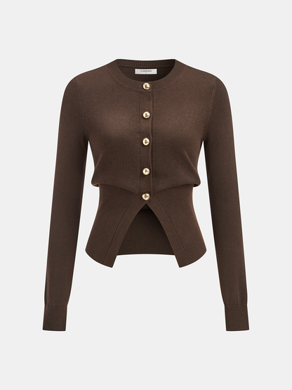 Metal Button Strickcardigan