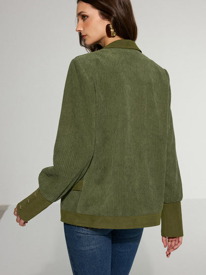 Corduroy Revers Metallknopf Blazer