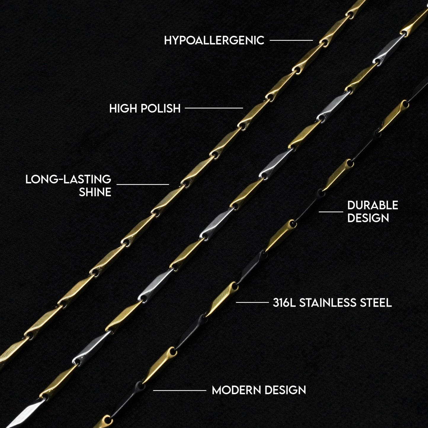 Trikon-Kette 2,5 mm (Gold)