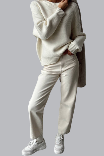 Baumwollmischung Pullover mit Strickdetails