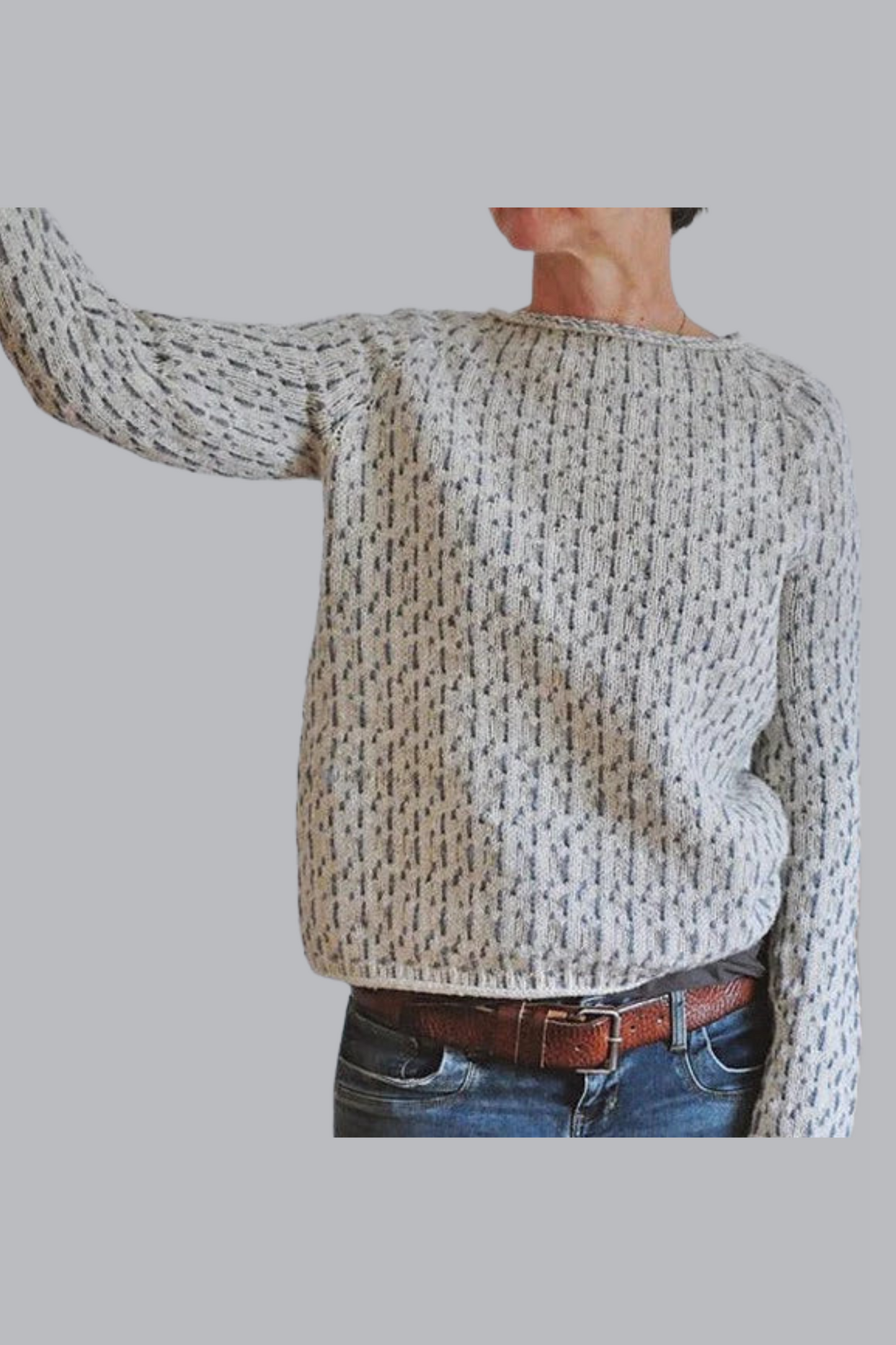 Vittoria – Eleganter grauer Pullover mit Bootsausschnitt