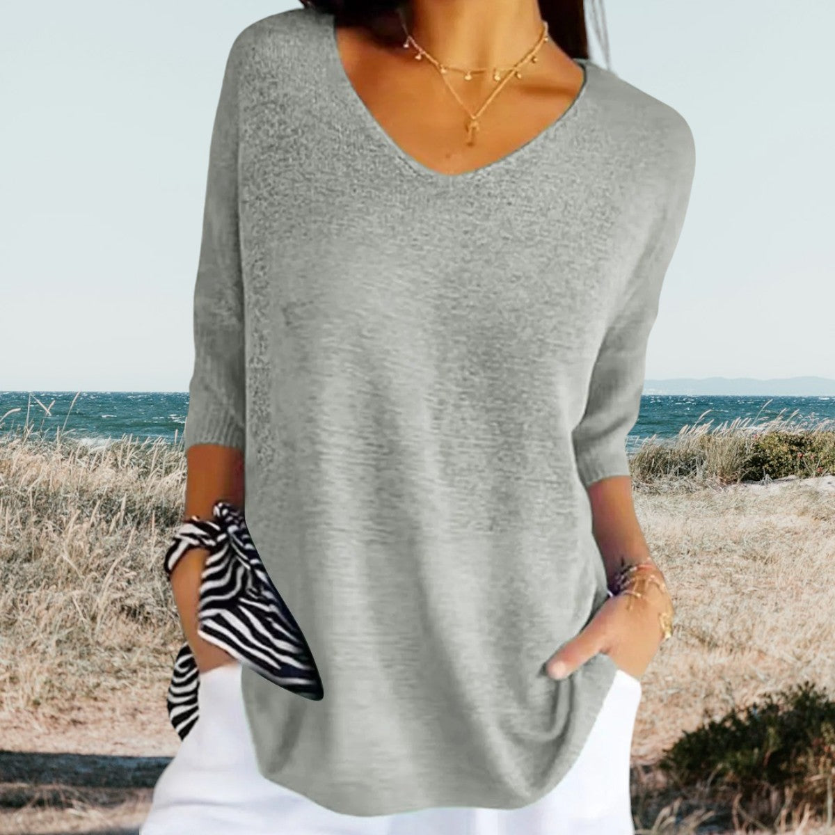 Nena | Stilvolles V-Ausschnitt Casual Top