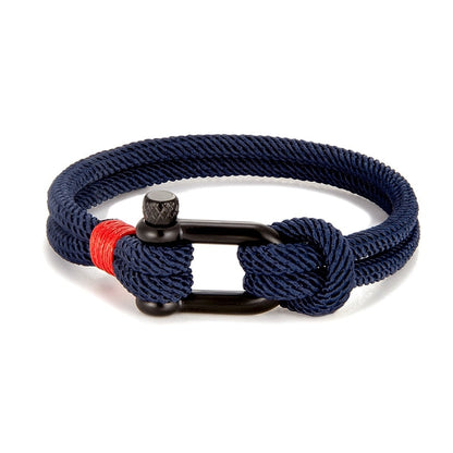 Rope Herren Schwarz Edelstahl Survival Armband - U-Form Outdoor Rettungsgear