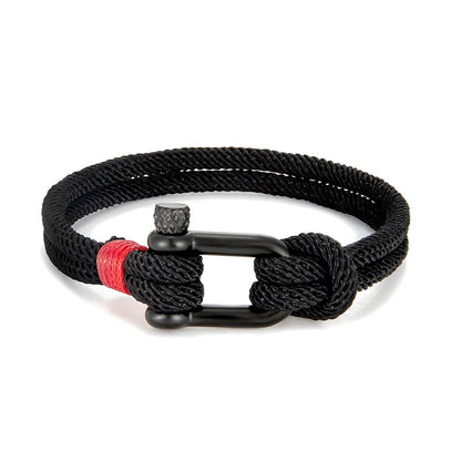 Rope Herren Schwarz Edelstahl Survival Armband - U-Form Outdoor Rettungsgear