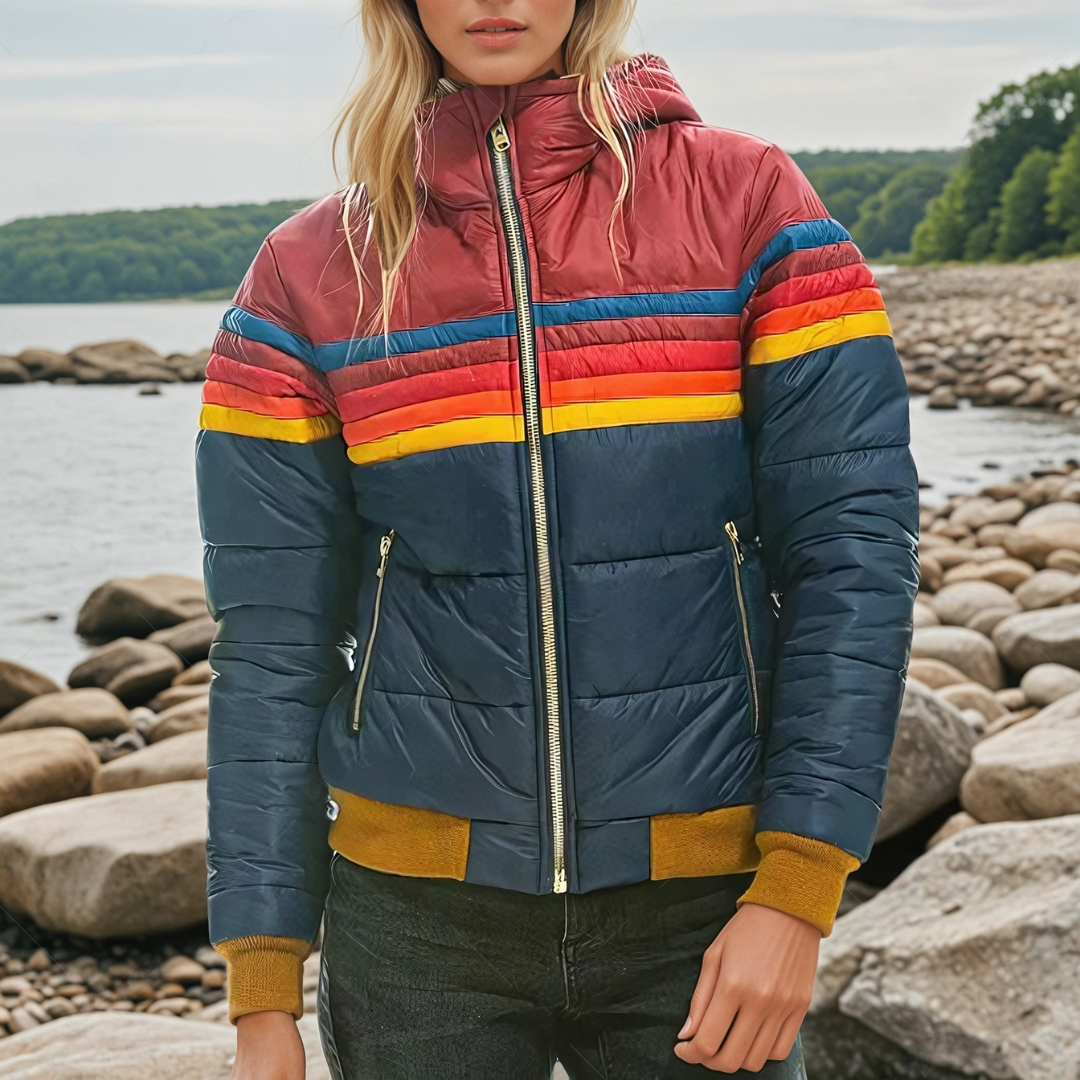 Sierra | Retro-Gesteppte Jacke mit Streifen