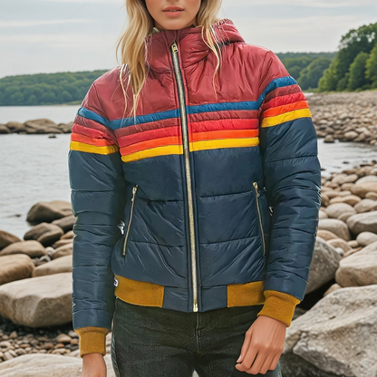 Sierra | Retro-Gesteppte Jacke mit Streifen
