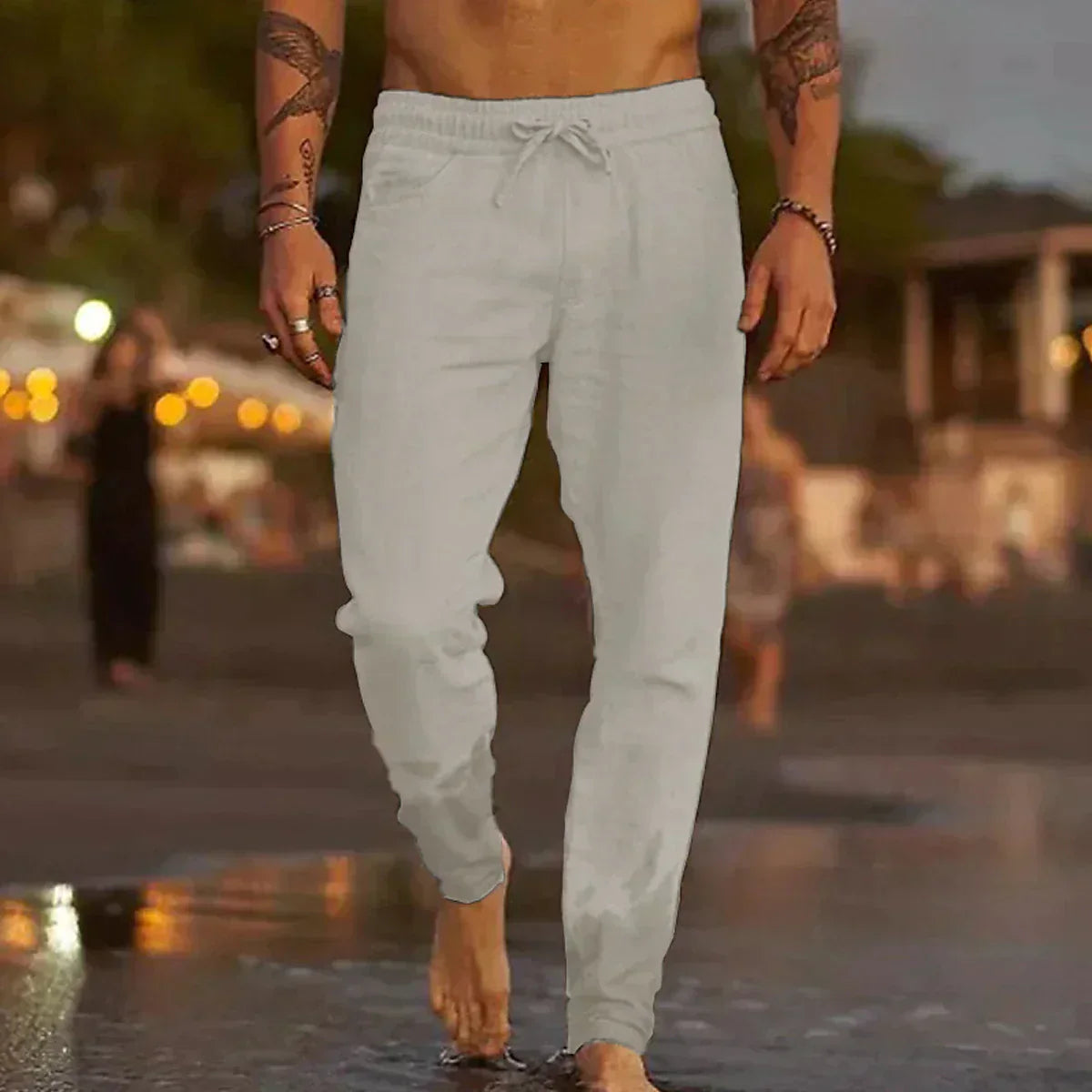 LEINEN STRANDHOSE