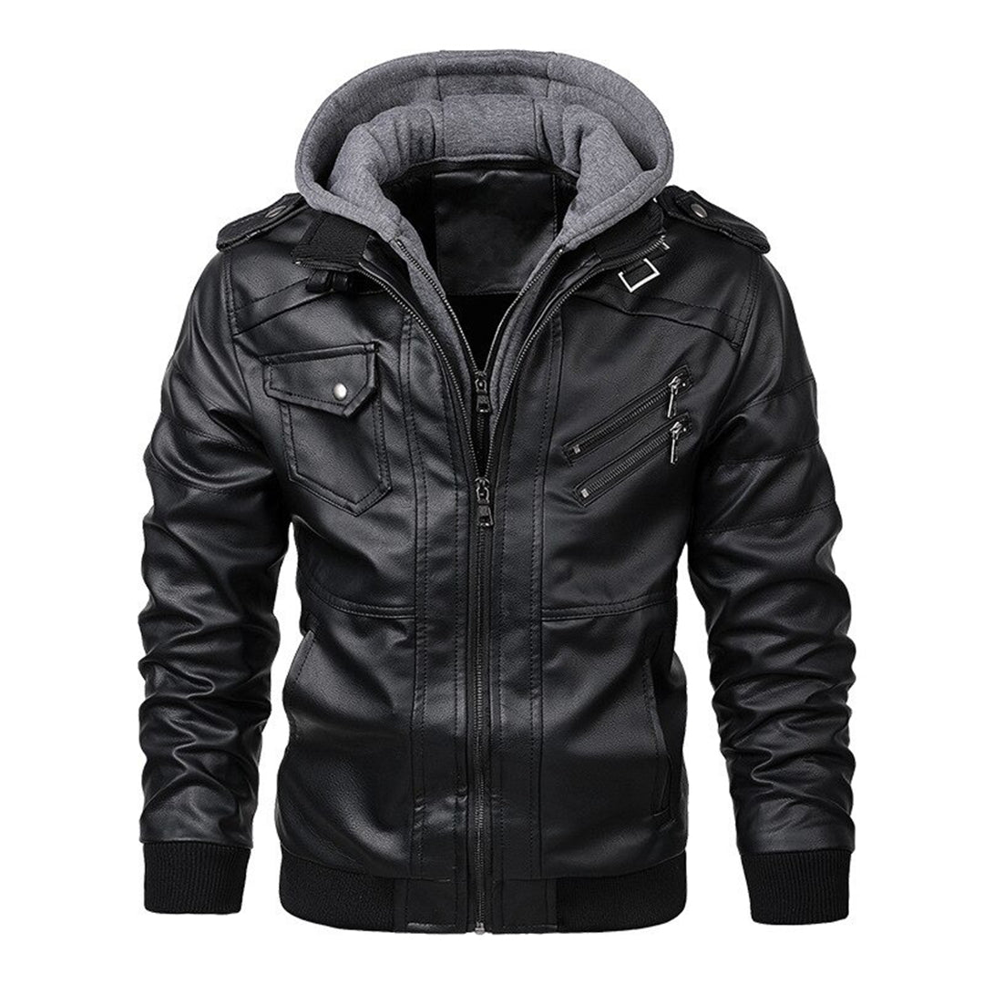 Jacob - Herren Lederjacke mit Kapuze