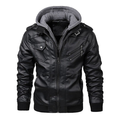 Jacob - Herren Lederjacke mit Kapuze