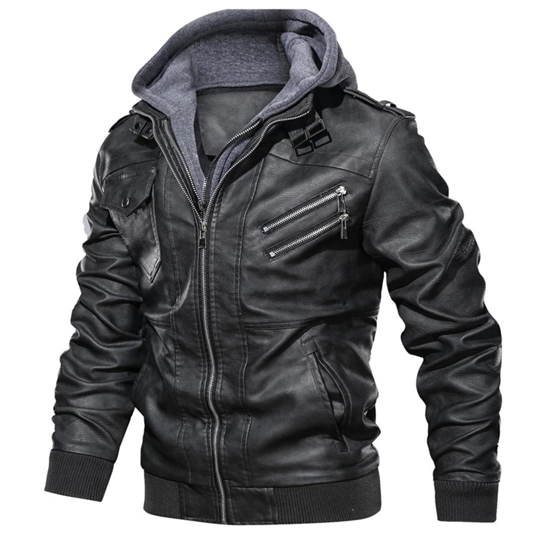 Jacob – Herren Lederjacke mit Kapuze