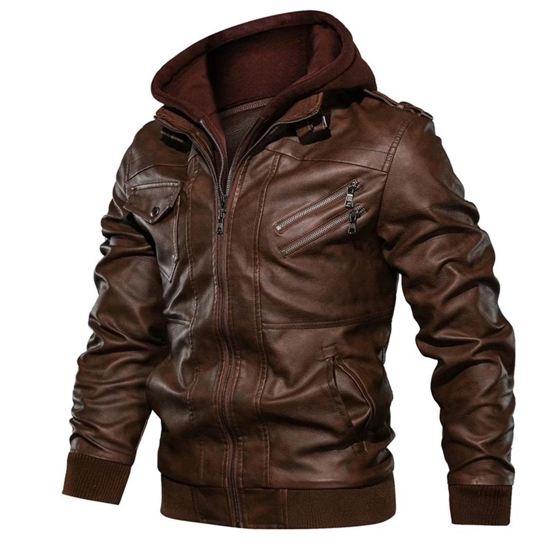 Jacob – Herren Lederjacke mit Kapuze