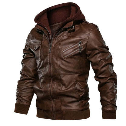Jacob – Herren Lederjacke mit Kapuze
