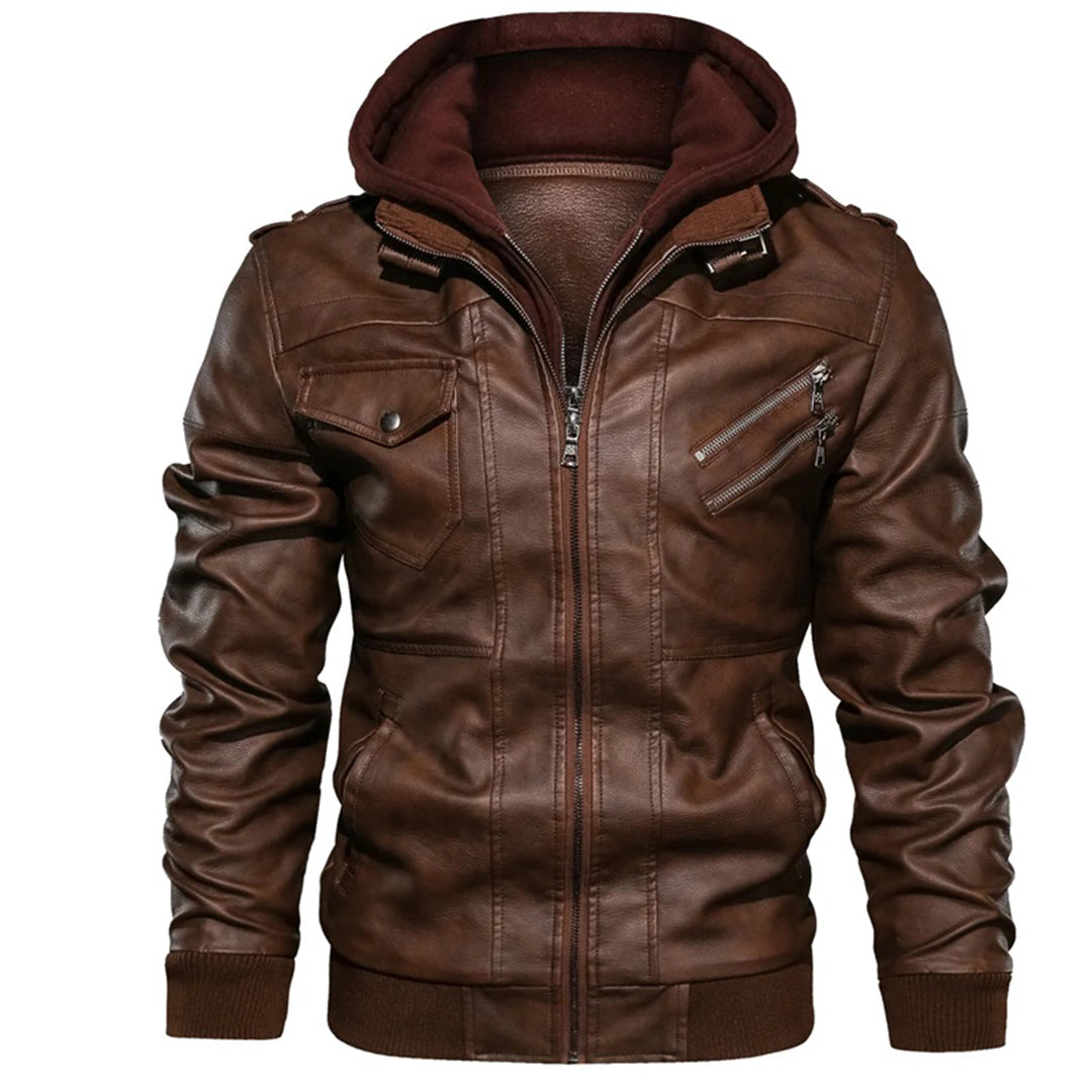 Jacob - Herren Lederjacke mit Kapuze