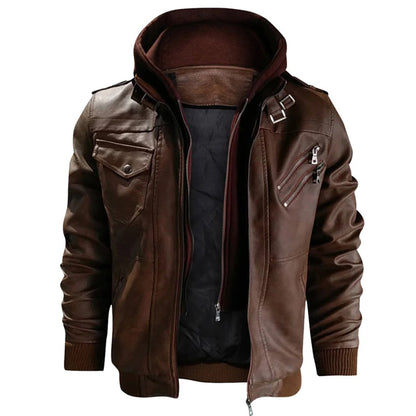 Jacob – Herren Lederjacke mit Kapuze