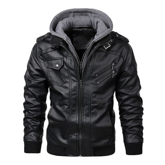 Jacob – Herren Lederjacke mit Kapuze