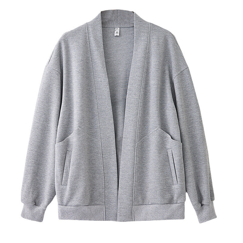 Boyfriend Style Lockere V-Ausschnitt Cardigan Sweatshirt