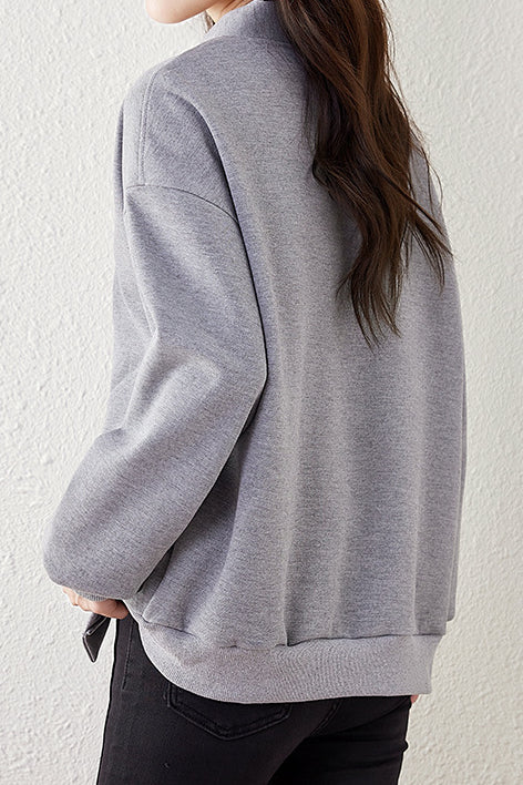 Boyfriend Style Lockere V-Ausschnitt Cardigan Sweatshirt