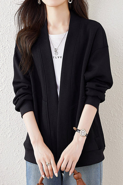 Boyfriend Style Lockere V-Ausschnitt Cardigan Sweatshirt
